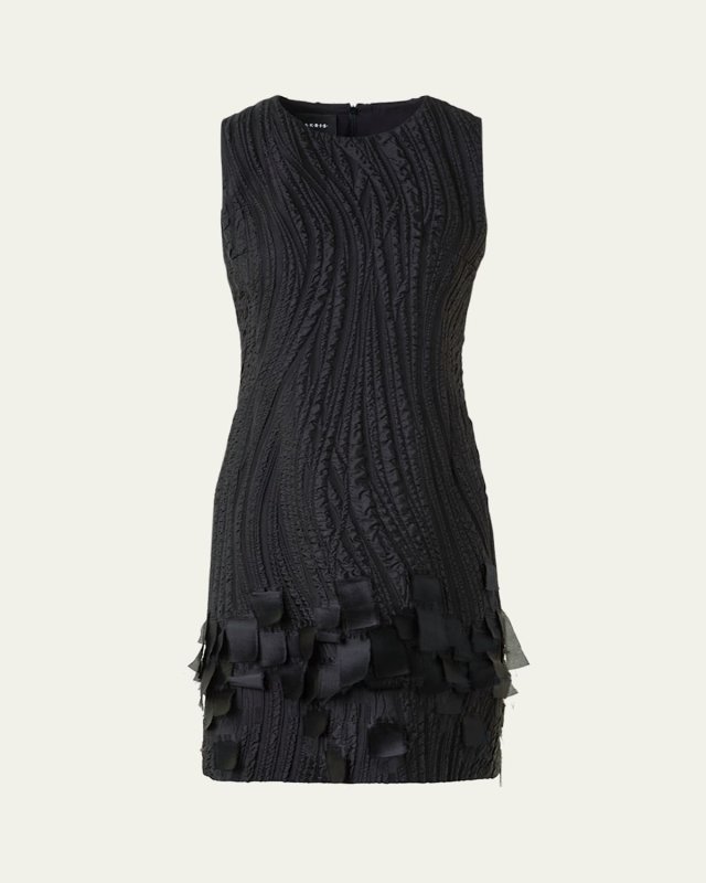 Waves And Ribbons Jacquard Sleeveless Mini Dress